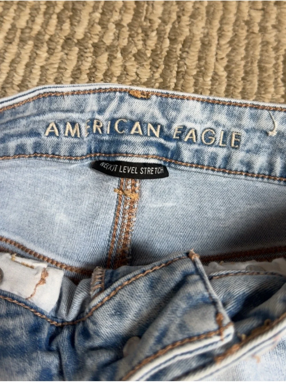 American Eagle Outfitters Light Blue Distressed Denim Shorts